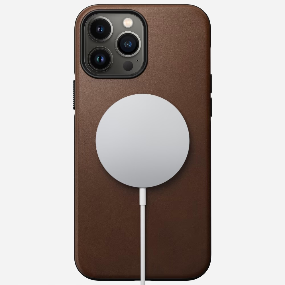 Чехол-накладка Nomad Modern Leather Case for iPhone 13 Pro Max MagSafe - Rustic Brown. Материал верх